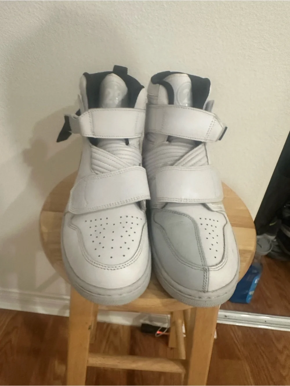 Jordan Moto 1 White High-Top Athletic Sneakers with Black Accents